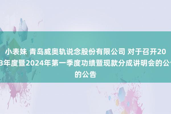 小表妹 青岛威奥轨说念股份有限公司 对于召开2023年度暨2024年第一季度功绩暨现款分成讲明会的公告