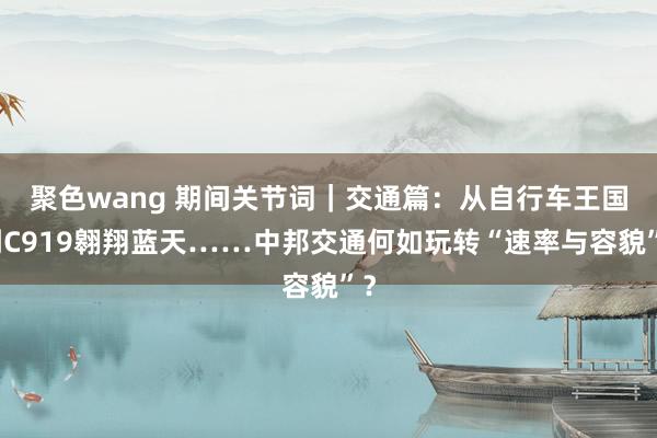 聚色wang 期间关节词｜交通篇：从自行车王国到C919翱翔蓝天……中邦交通何如玩转“速率与容貌”？